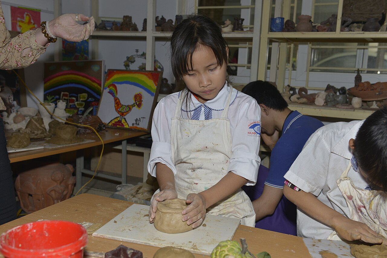 Vietnamese students in a school classroom