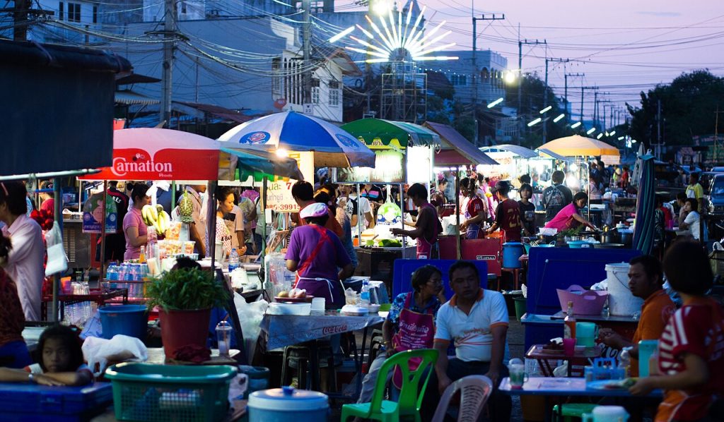 Thai street food stall in Yasothon